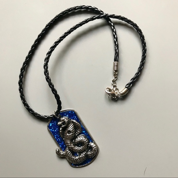 3-D sparkle snake dog tag, braided necklace - Picture 2 of 5